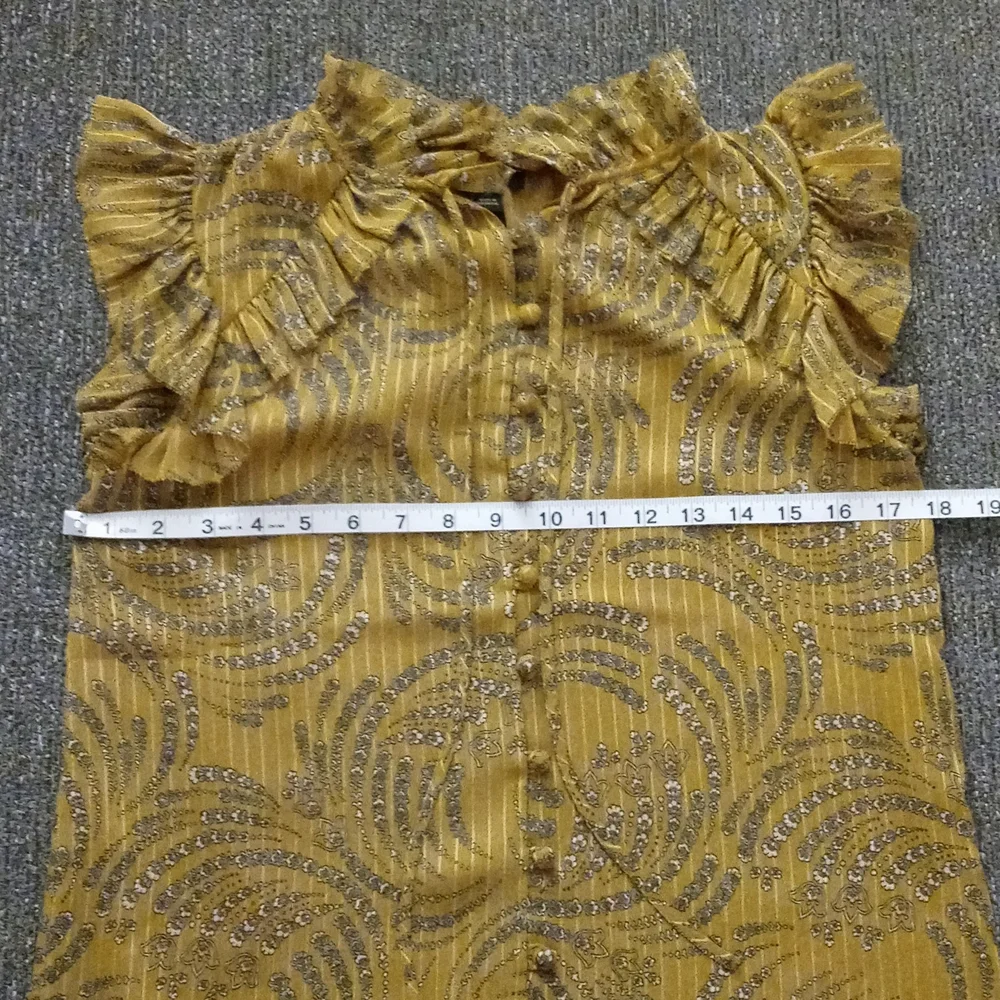 🍁Ann Taylor🍁 - Floral Ruffle Neck Tie Shell Top - Picture 11 of 12